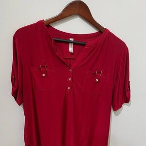 PerSeption Concept Red Quarter Sleeve Blouse